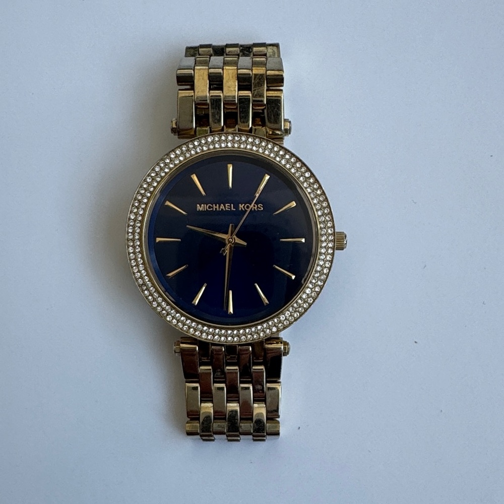 Michael Kors Gold Bracelet Watch with Navy Dial